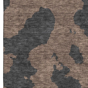 HomeRoots 8' X 10' Chocolate Brown Abstract Washable Area Rug - UV Protected, Durable, Stylish for Homes 677014
