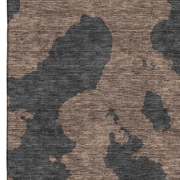 HomeRoots 8' X 10' Chocolate Brown Abstract Washable Area Rug - UV Protected, Durable, Stylish for Homes 677014