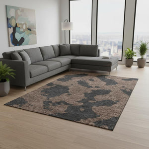 HomeRoots 9' X 12' Chocolate Brown Abstract Washable Area Rug - Stain Resistant, UV Protected for Modern Spaces 677015