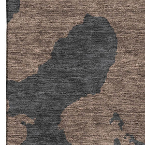 HomeRoots 9' X 12' Chocolate Brown Abstract Washable Area Rug - Stain Resistant, UV Protected for Modern Spaces 677015