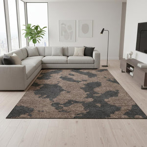 HomeRoots 10' X 14' Chocolate Brown Abstract Washable Area Rug - UV Protected, Stylish & Durable for Family Spaces 677016
