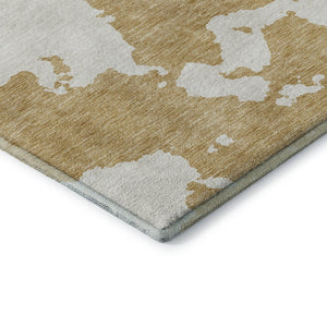 HomeRoots 5' X 8' Gold And Ivory Abstract Washable Area Rug – Stylish, Durable, Stain-Resistant with UV Protection 677018