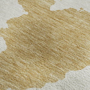 HomeRoots 5' X 8' Gold And Ivory Abstract Washable Area Rug – Stylish, Durable, Stain-Resistant with UV Protection 677018