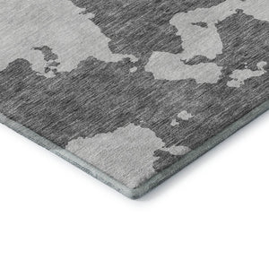 HomeRoots 9' X 12' Gray and Ivory Abstract Washable Area Rug with UV Protection - Stylish, Durable, Easy Care! 677027