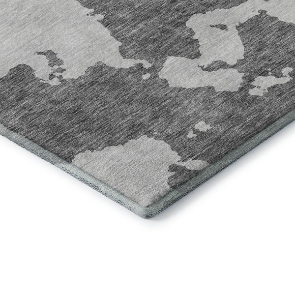 HomeRoots 9' X 12' Gray and Ivory Abstract Washable Area Rug with UV Protection - Stylish, Durable, Easy Care! 677027