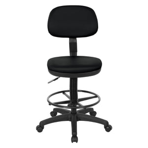 OSP Home Furnishings Sculptured Ergonomic Drafting Chair with Vinyl Upholstery for Studio and Lab Workspaces Dillon Black DC517V-R107