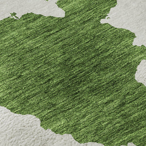 HomeRoots 8' Green And White Abstract Round Rug - Washable, UV Protected, Durable & Stain Resistant Design 677031
