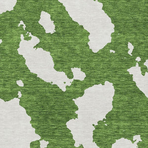 HomeRoots 8' X 10' Green And White Abstract Washable Area Rug - UV Protected, Stain Resistant, Easy Care Design 677032