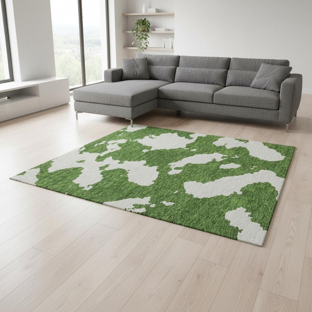 HomeRoots 10' Contemporary Green and White Abstract Washable Area Rug – UV Protected, Family-Friendly Comfort! 677034