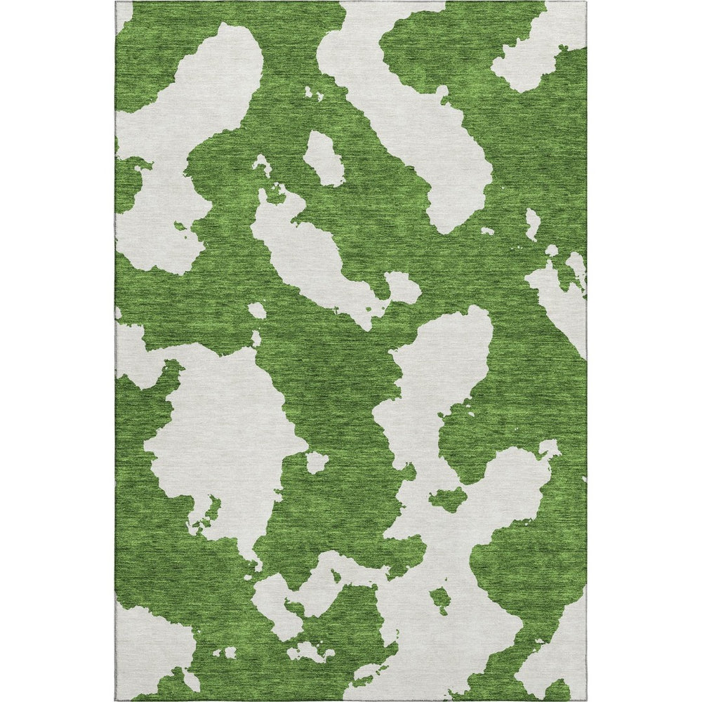HomeRoots 10' Contemporary Green and White Abstract Washable Area Rug – UV Protected, Family-Friendly Comfort! 677034