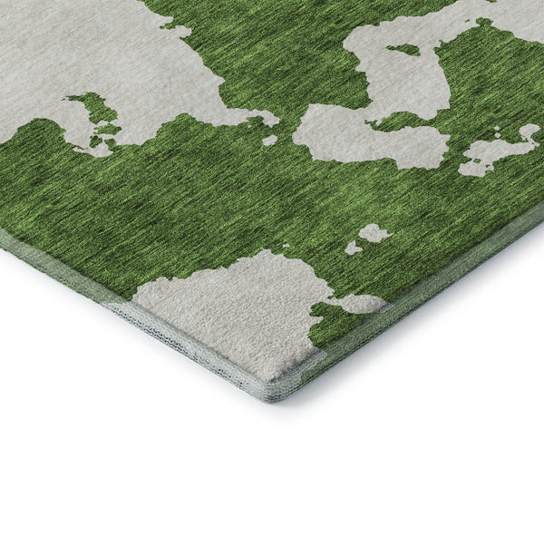 HomeRoots 10' Contemporary Green and White Abstract Washable Area Rug – UV Protected, Family-Friendly Comfort! 677034