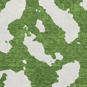HomeRoots 10' Contemporary Green and White Abstract Washable Area Rug – UV Protected, Family-Friendly Comfort! 677034