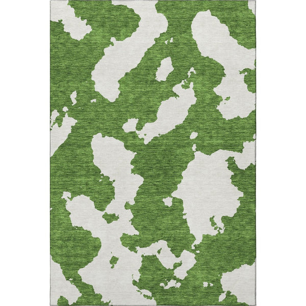 HomeRoots 10' Contemporary Green and White Abstract Washable Area Rug – UV Protected, Family-Friendly Comfort! 677034