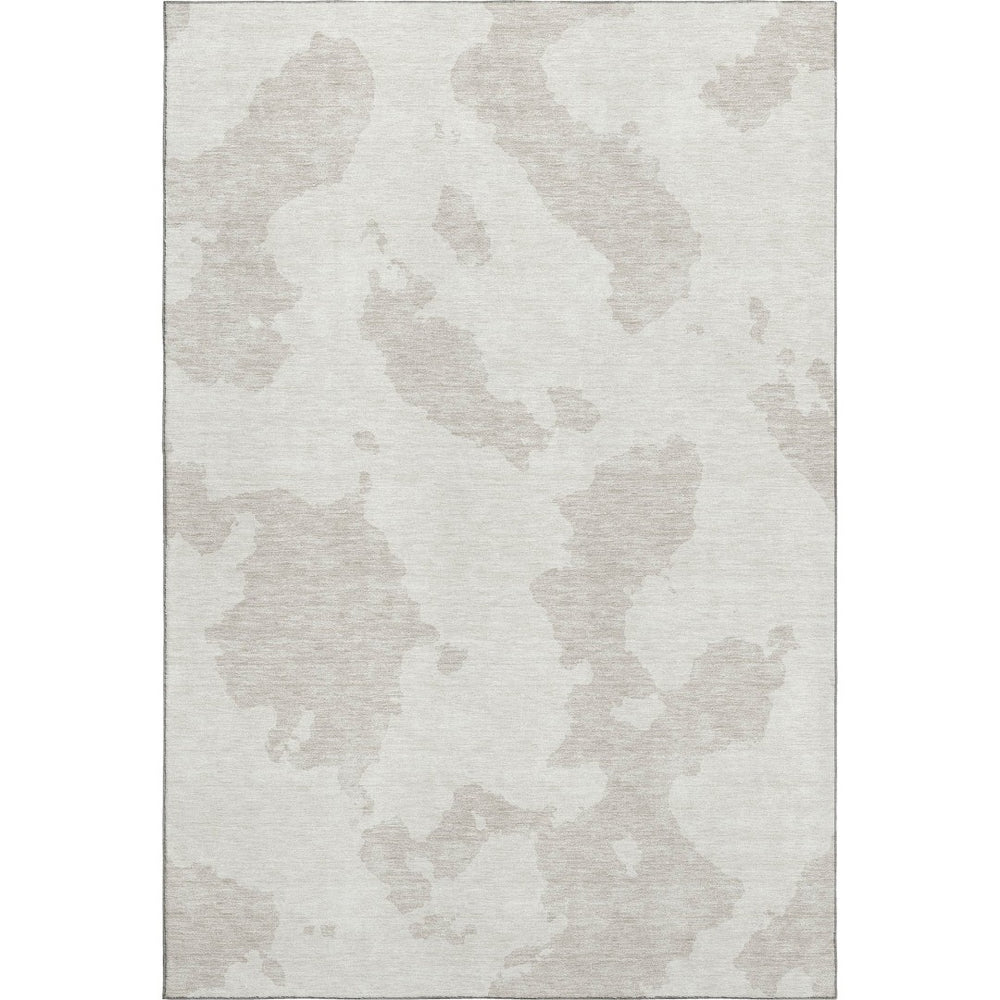 HomeRoots 8' X 10' Ivory and Beige Abstract Area Rug – Washable, UV-Protected, Modern Design for Any Room 677038