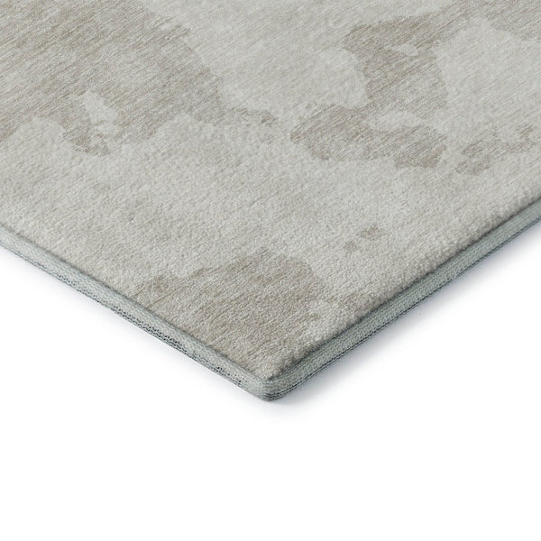 HomeRoots 9' X 12' Ivory and Beige Abstract Washable Area Rug with UV Protection – Stylish, Durable & Easy Care! 677039
