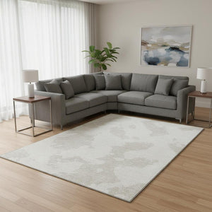 HomeRoots 10' X 14' Ivory and Beige Abstract Area Rug - Washable, UV Protected, Soft & Stylish for Any Room 677040