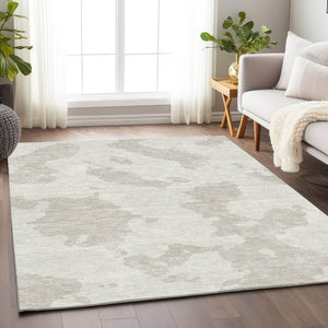 HomeRoots 10' X 14' Ivory and Beige Abstract Area Rug - Washable, UV Protected, Soft & Stylish for Any Room 677040