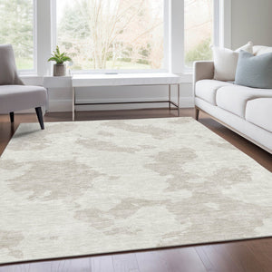 HomeRoots 10' X 14' Ivory and Beige Abstract Area Rug - Washable, UV Protected, Soft & Stylish for Any Room 677040