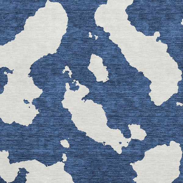 HomeRoots 10' X 14' Navy Blue & Ivory Abstract Area Rug - Washable, UV-Protected, Perfect for Homes with Kids & Pets 677046