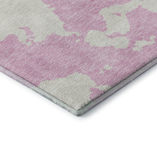 HomeRoots 5' X 8' Pink and Ivory Abstract Washable Area Rug - UV Resistant, Soft, Stylish, and Stain-Resistant! 677048