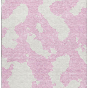 HomeRoots 5' X 8' Pink and Ivory Abstract Washable Area Rug - UV Resistant, Soft, Stylish, and Stain-Resistant! 677048