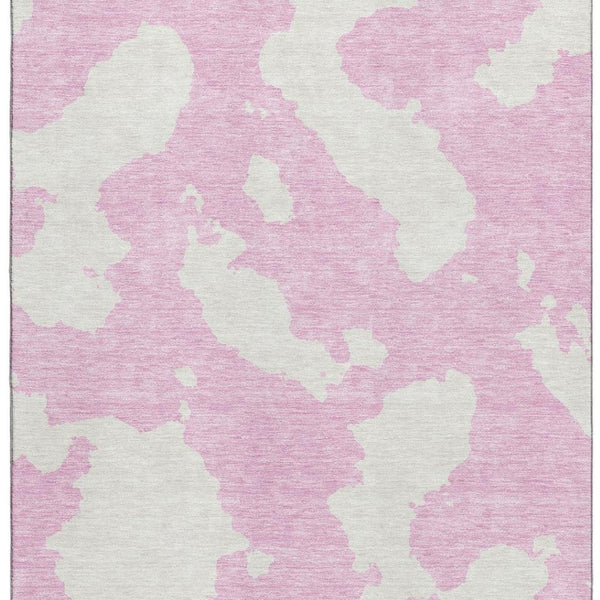 HomeRoots 5' X 8' Pink and Ivory Abstract Washable Area Rug - UV Resistant, Soft, Stylish, and Stain-Resistant! 677048