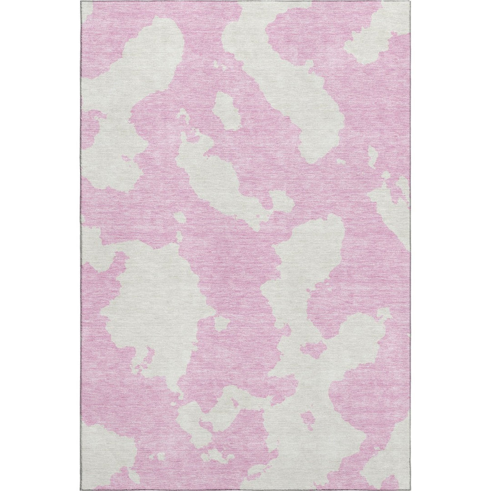 HomeRoots 10' X 14' Pink and Ivory Abstract Area Rug – Washable, UV-Protected, Modern Design for Any Space 677052