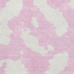HomeRoots 10' X 14' Pink and Ivory Abstract Area Rug – Washable, UV-Protected, Modern Design for Any Space 677052