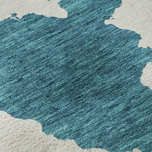 HomeRoots 8' Teal and Ivory Round Rug - Modern Abstract Design, Washable, UV Protected, Stain-Resistant! 677055