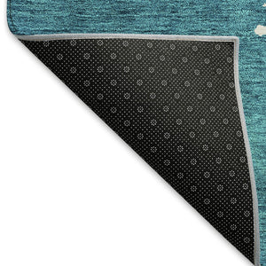 HomeRoots 9' X 12' Teal and Ivory Abstract Area Rug - Washable, Stain-Resistant, UV-Protected, Durable Design 677057