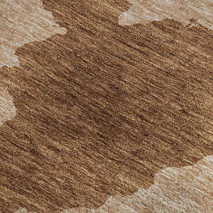 HomeRoots 5' X 8' Abstract Terra Cotta and Beige Washable Area Rug with UV Protection for Modern Homes 677060