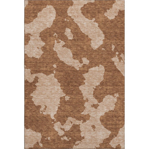 HomeRoots 8' X 10' Terra Cotta & Beige Abstract Washable Area Rug - Stylish, Durable, UV-Resistant for Homes 677062