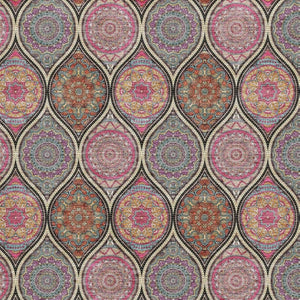 HomeRoots 5' Ogee Area Rug in Black, Purple & Pink - Washable, Stain-Resistant, UV Protected for Easy Care 677066