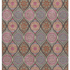 HomeRoots 8' X 10' Ogee Area Rug in Black, Purple, and Pink - Stylish, Washable, Durable & UV Protected Design 677068