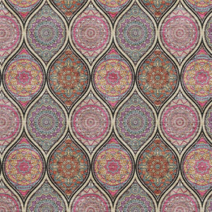 HomeRoots 9' X 12' Washable Ogee Area Rug in Black, Purple & Pink - Durable, Stylish, UV Protected & Easy Care! 677069
