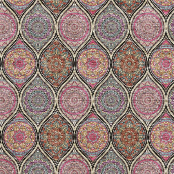 HomeRoots 9' X 12' Washable Ogee Area Rug in Black, Purple & Pink - Durable, Stylish, UV Protected & Easy Care! 677069