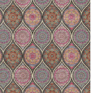 HomeRoots 10' Ogee Area Rug - Black, Purple & Pink | Washable, Stain Resistant, UV Protection for Busy Homes 677070