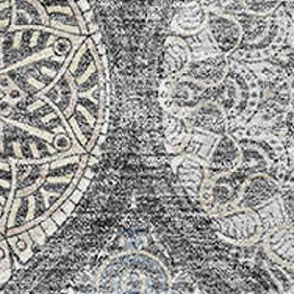 HomeRoots 10' Ogee Area Rug in Gray, Navy Blue & Beige – Washable, UV-Protected & Stain-Resistant for Homes 677082