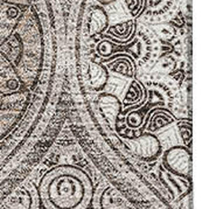 HomeRoots 5' X 8' Khaki Beige & Taupe Ogee Area Rug – Durable, Washable, UV-Protected for Homes with Kids & Pets 677084
