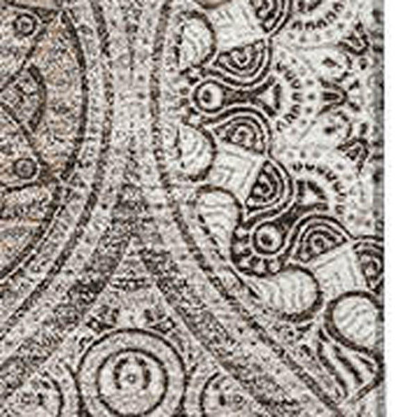 HomeRoots 5' X 8' Khaki Beige & Taupe Ogee Area Rug – Durable, Washable, UV-Protected for Homes with Kids & Pets 677084