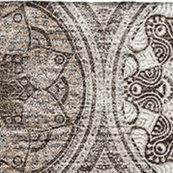 HomeRoots 8' X 10' Khaki Beige & Taupe Ogee Area Rug - Washable, UV Protected, Stain Resistant for Homes 677086