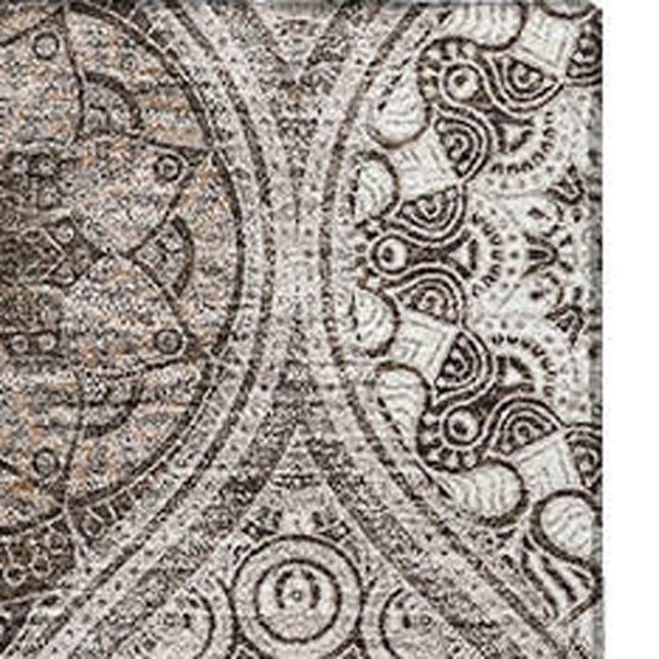 HomeRoots 8' X 10' Khaki Beige & Taupe Ogee Area Rug - Washable, UV Protected, Stain Resistant for Homes 677086