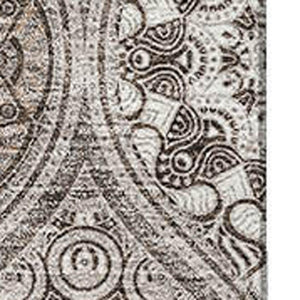 HomeRoots 10' X 14' Khaki Beige & Taupe Ogee Area Rug - Durable, Washable, UV-Protected for High-Traffic Homes 677088