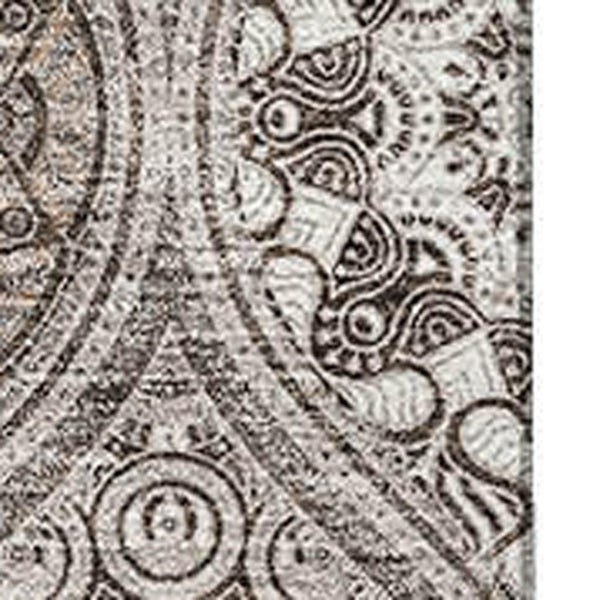 HomeRoots 10' X 14' Khaki Beige & Taupe Ogee Area Rug - Durable, Washable, UV-Protected for High-Traffic Homes 677088