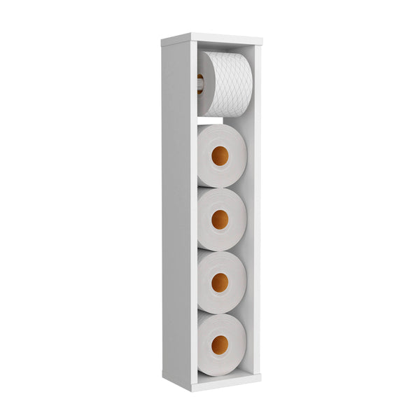 English Elm Bali Slim 28" Toilet Paper Holder with Six-Roll Storage and Top Shelf for Small Bathroom Spaces White 29.2 L x 7.1 W x 3.2 H B200P235859