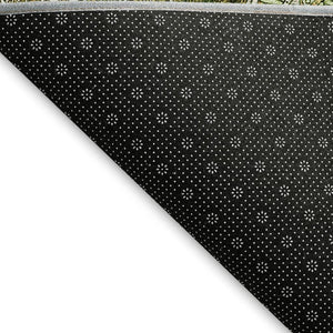 HomeRoots 9' X 12' Washable Olive Green Ogee Area Rug with UV Protection, Soft Durable Design for Busy Homes 677105