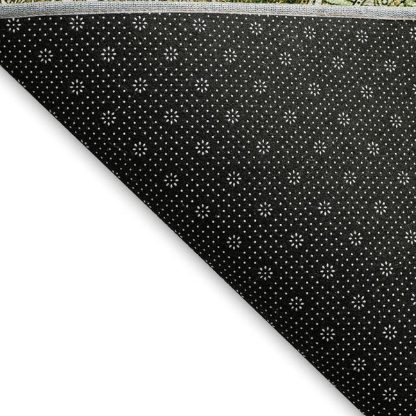 HomeRoots 9' X 12' Washable Olive Green Ogee Area Rug with UV Protection, Soft Durable Design for Busy Homes 677105