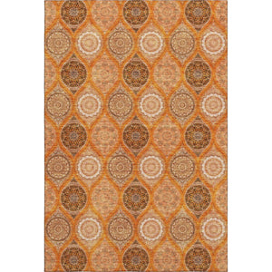 HomeRoots 8' X 10' Washable Ogee Area Rug in Orange, Ivory & Gray – Durable, Stain-Resistant & UV Protected! 677110