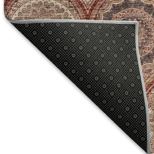 HomeRoots 5' X 8' Transitional Ogee Area Rug in Rust Beige & Brick Red - Washable, UV-Protected, Durable Design 677114