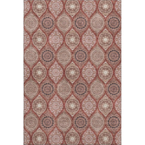 HomeRoots 9' X 12' Ogee Area Rug in Rust Beige & Brick Red - Durable, Washable, UV Protected & Stain Resistant 677117